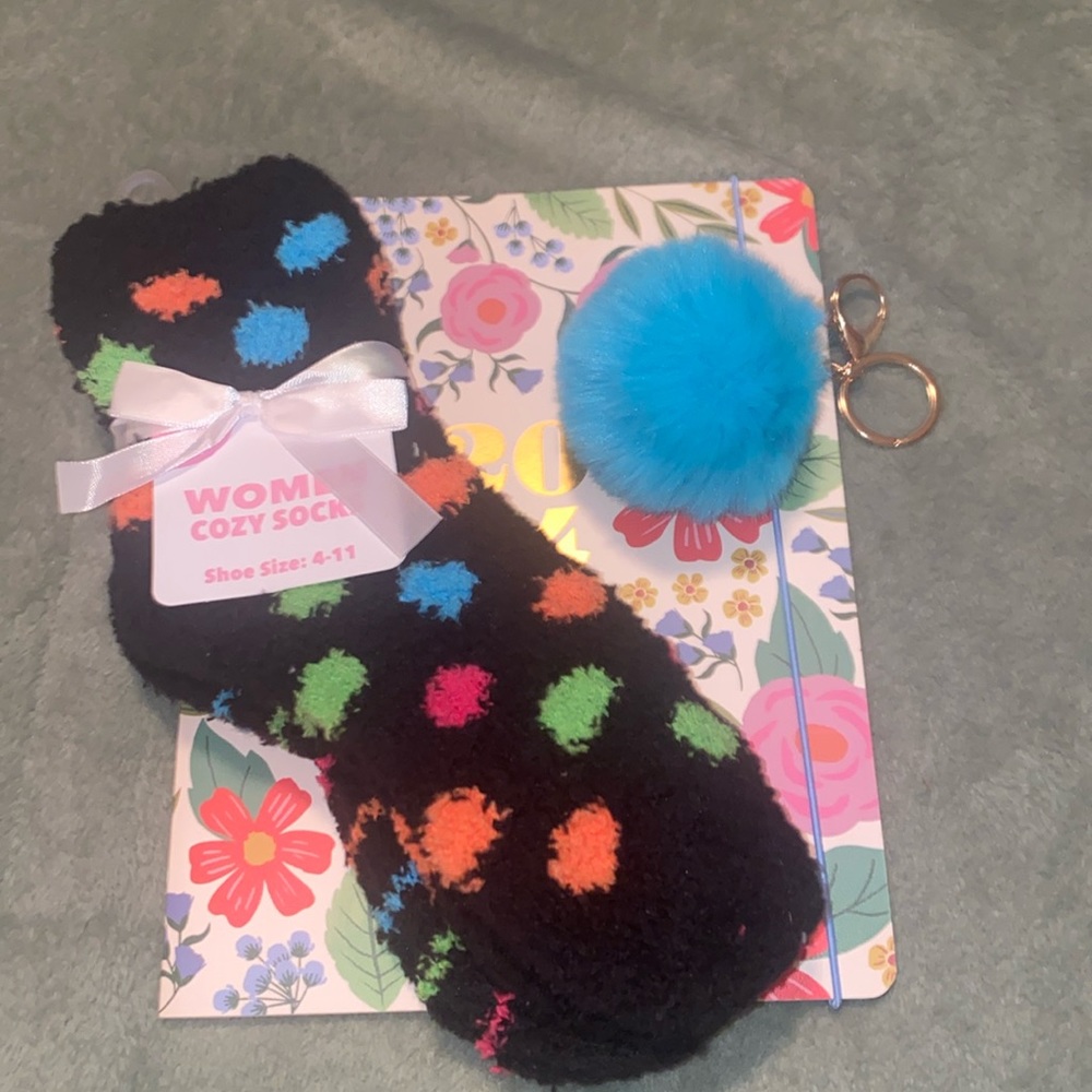 Socks, day planner , and keychain set!
